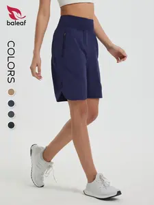 BALEAF Women's Bermuda Long Shorts 9" Above Knee High Waisted Active Athletic Shorts with Zipper Pockets, Quick Dry UPF 50+ Sun Protection, Loose Casual Lightweight Stretch Comfy for Running Gym Hiking Tennis Golf Travel Teacher Outdoor Multi-Purpose Wear