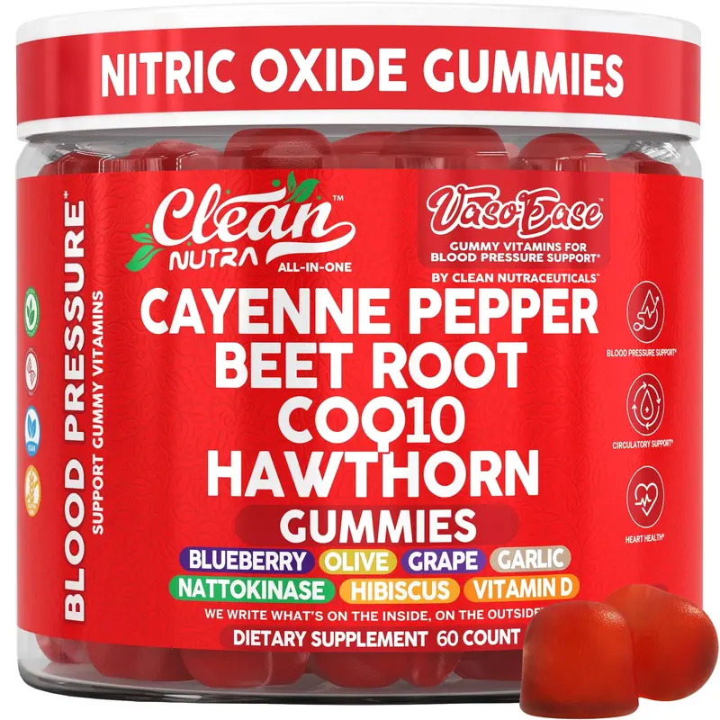 Clean Nutra Cayenne Pepper, Beet Root, CoQ10, Hawthorn & Nattokinase for Circulatory & Vascular Support - Vaso Ease