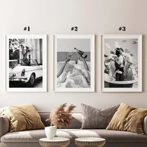 Girls Just Wanna Have Fun - Black and White Luxury Fashion Photography Poster Set, Fashion posters, Luxury Car Poster, Wall Art