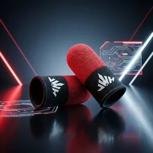 Jwh Carbon Fiber Gaming Finger Cuffs, Dual Color, 0.3mm Ultra Thin, Anti-Sweat, Breathable, for Gamers, Includes Metal Box, Console Accessories, Gaming Finger Sleeves