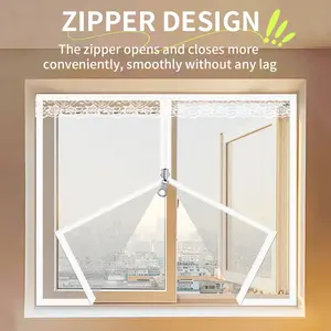 White simple new adjustable screen, anti-mosquito, air circulation, style, zipper for easy opening and closing, durable fiberglass