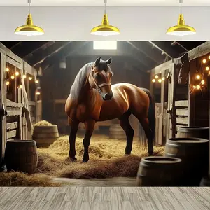 1pc 2D Flat Rustic Western Cowboy & Horse Hanging Decor - Easy-to-Hang Polyester, No Power Needed, Perfect for Parties & Outdoor Celebrations, Universal Occasion, Animal Theme Hangable Ornaments Decoration White