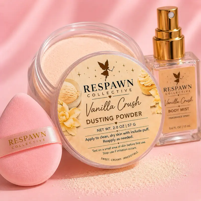 Vanilla Dusting Powder Layering Set - Includes Perfume Mist, Powder Puff - Beauty & Personal Care Product