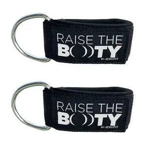 JerkFit 'Raise the Booty' Ankle Straps (pair) - Maximize Your Workout on Your Glutes, Abductors, Hips, and Hamstrings - Ankle Strap for Cable Machines and Resistance Bands - Made with Super Thick Padding - One Size Fits All