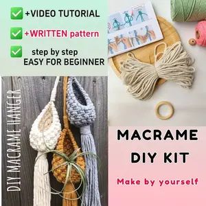 A Complete Beginner'S Knitting Kit for Making a Flower Pot Net Bag, Featuring a Knitting Set with Step-By-Step Instructions. It'S Ideal for Home Decor And Makes a Perfect Holiday Gift for Family