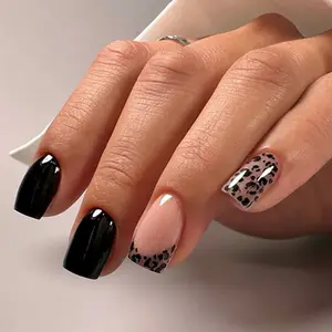 Glamorous Dark Leopard Print Press-On Nails | CurvLife Nail | 24pcs Short Square Fake Nails | Glossy Finish with Sleek Spots & Bold Shine | Easy to Apply, Comfortable & Long-Lasting | Perfect for Nightclubs, Fashion Weeks, Parties & Trendy Outings