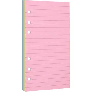 Lined Refill Paper, Colorful Ruled Journal Fillers for A6 Size 6-Ring Binder, A6 Planner Inserts,5-Color 120 GSM Thick Loose Leaf Paper,50 Sheets/100 Pages Mafegu