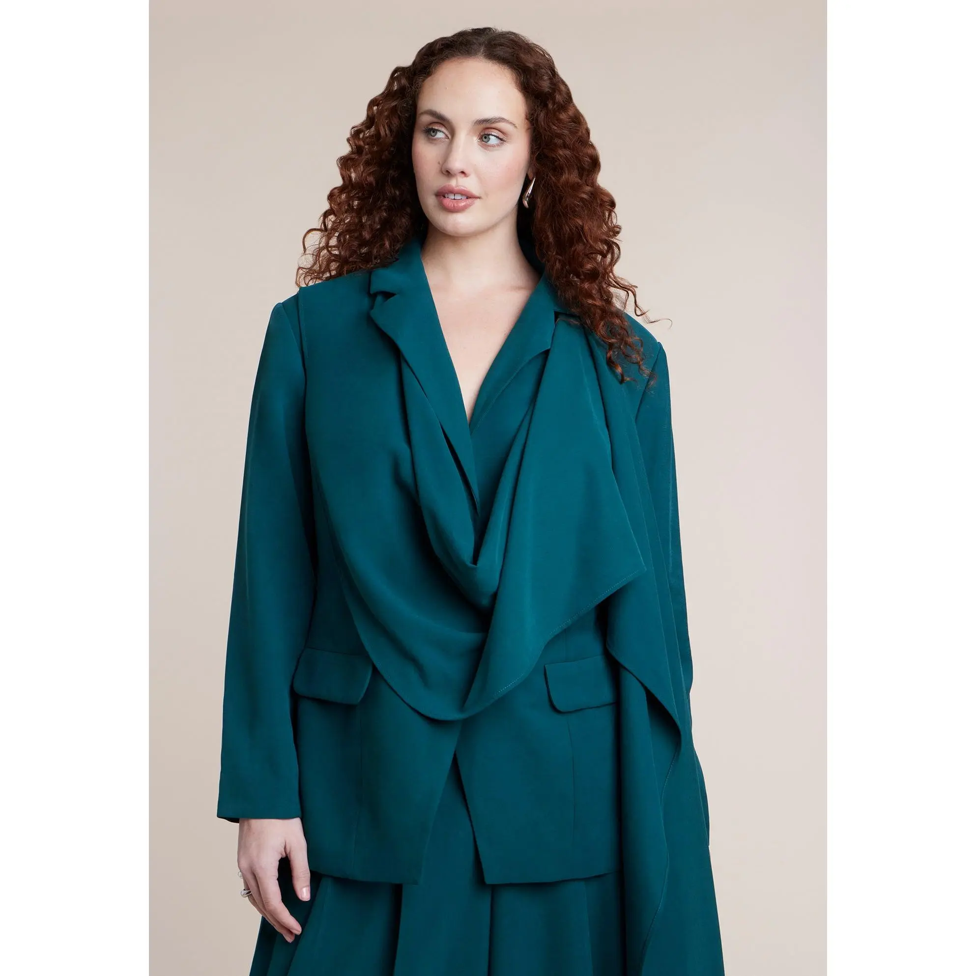 ELOQUII Women's Plus Size Draped Scarf Blazer