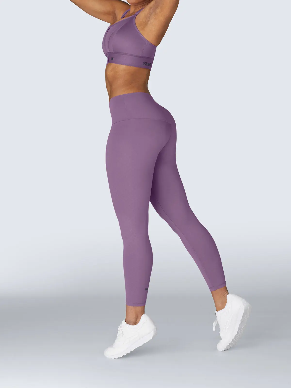 SHEFIT Boss Leggings - Violet Mist, 7/8 Length, High-Rise Tummy-Tuck Waistband, Four-Way Stretch, Squat-Proof Fabric, Medium Compression, All Seasons - Flat