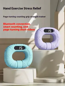 Smart silicone gripper to exercise finger strength grip ring connected to Bluetooth counting and page turning video grip ring