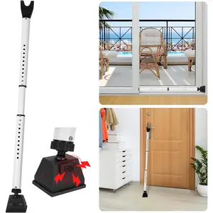 Door Stopper with  & Sliding Patio Bar, 120db Loud Alert Adjustable  Jammer Door  Bar Window  Proof Heavy Duty Door Stoppers for  Apartment Travel - White
