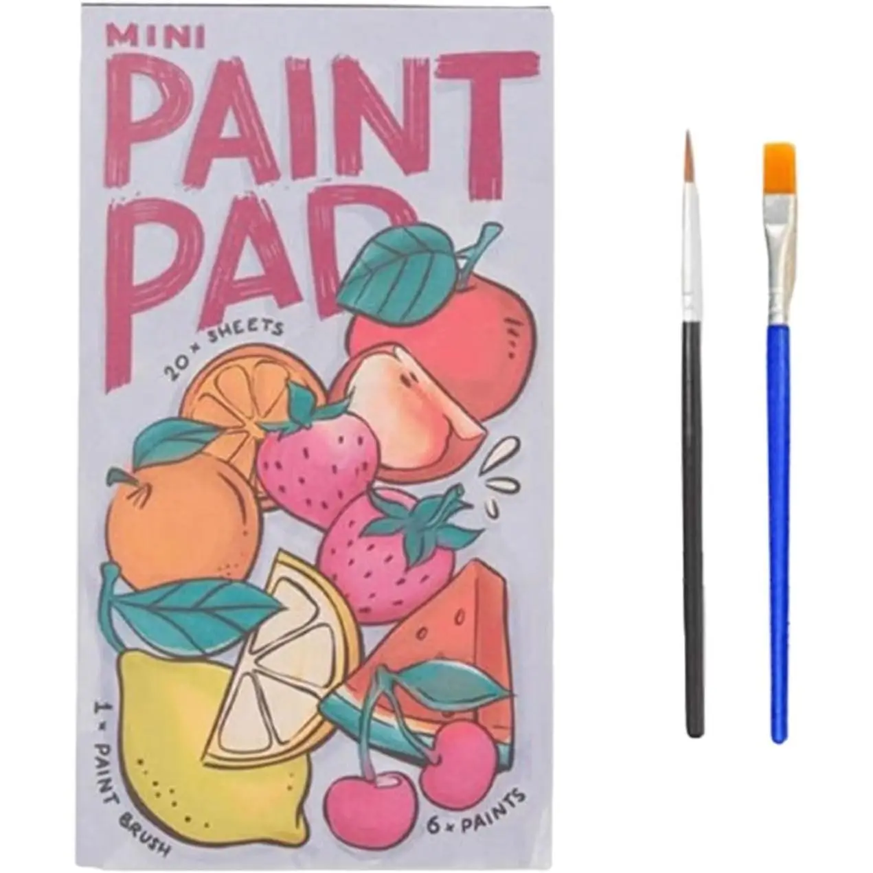 Fruit Themed Mini Watercolor Paint Pad, 1 Count Cute Pocket Watercolor Painting Book with Brush, Mini Paint Pad for Adults & Teens