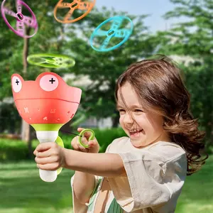Hand-Pulled Flying Disc Launcher Toy, Safe No-Battery Design, Enhances Hand-Eye Coordination, Perfect for Outdoor Fun & Family Activities