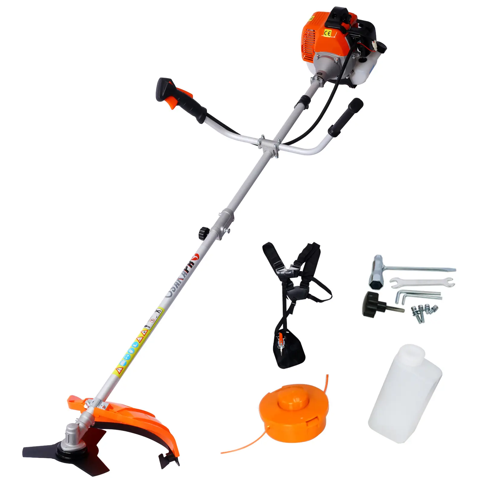 DONEXT 52cc 2-in-1 Grass Trimmer - 10" Brush Cutter, Weed Wacker, Rubber Handle Grip, Shoulder Strap, Easy Start Pull, Full Crank, Portable Garden Tool for Trimming Grass Lawn Maintenance