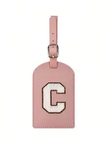 1 luggage tag, suitable for TSA-certified suitcases, made of PU leather, customizable with letters A-Z, featuring a privacy protection cover and name card; a cute white letter combination travel backpack tag, suitable for both men and women;