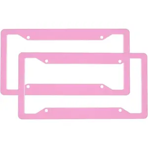 2 Pcs Car License Plate Frames for Women Men - 4 Holes Solid Aluminum Pink License Plate Cover Protector for Car Accessories for Women Men with Fasteners and Screws Custom