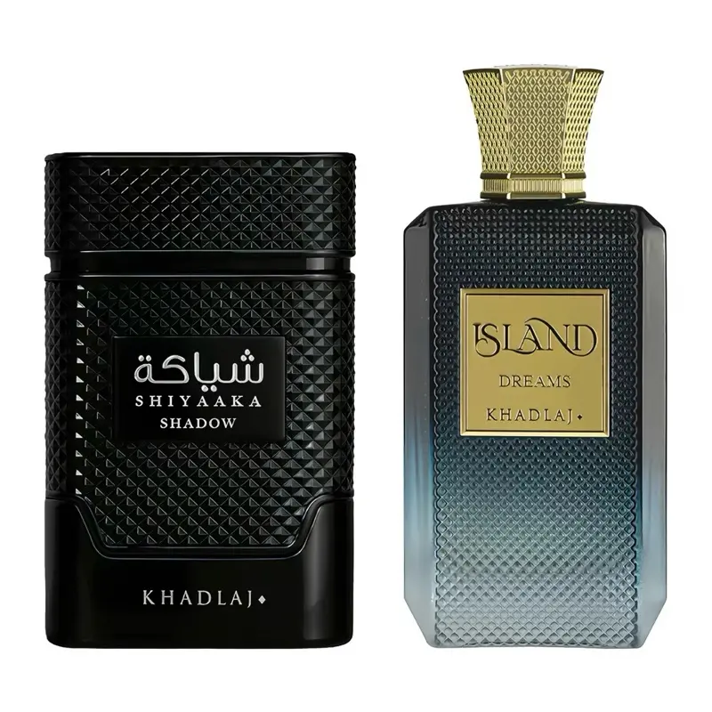 Khadlaj 2 Piece Bundle for Unisex (3.4 Ounce, Shiyaaka Shadow Eau de Parfum Spray + 3.4 Ounce, Island Dreams Extrait de Parfum Spray)