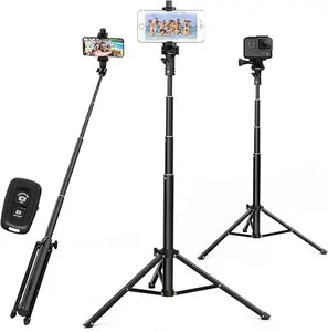 61" Phone Tripod for iPhone/Android & Selfie Stick with Remote, Upgraded Stand, Compatible with iPhone 16/15/14/13, Travel-Friendly & Stable