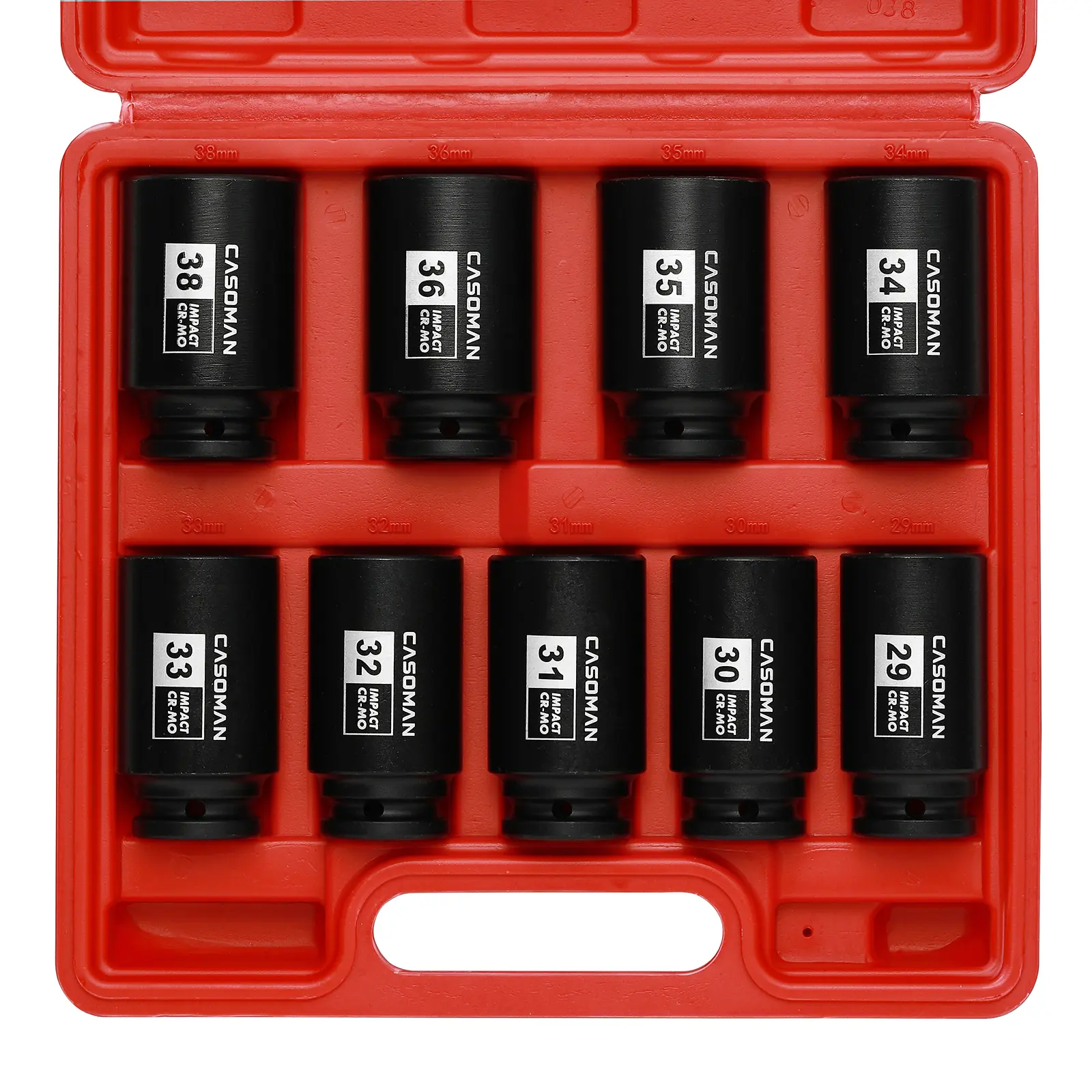 CASOMAN 1/2-Inch Drive Deep Spindle Axle Nut Impact Sockets Set, 6-Point CR-MO Metric Socket Wrench Set (29mm-38mm, 9-Piece), Mechanic Car Tools, Father's Day Gift, 6-Point Socket Metric, DEALS FOR YOU DAY