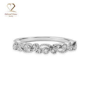 Delzzad 0.1ct Filigree Promise Ring Lace Band Eternity Wedding Band Ring Stackable Band Ring VVS Synthetic Moissanite Ring Jewelry Copper Band Perfect Birthday Engagement Wedding Anniversary Christmas Valentine's Day Mother's Day Gift