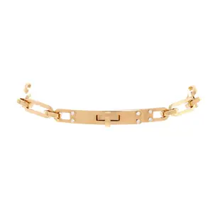 Pre-owned Hermes Kelly Chaine Bracelet 18K Yellow Gold with Diamonds Small by Rebag