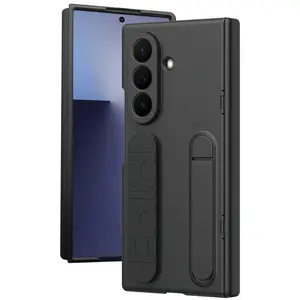 Nakedcellphone Handy Series for Samsung Galaxy Z TriFold Phone Case - Built-In Screen Protector and Hinge Cover - with Hand Strap and Stand - Black