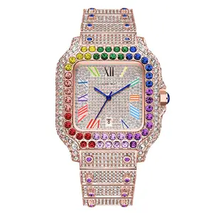 2026 New Luxury Full Diamond Watch for Men Women | Unisex Iced Out Roman Numeral Quartz Wristwatch | Super Sparkly Hip Hop Street Fashion Waterproof Timepiece | Perfect Gift for Valentine's Day Anniversary Christmas Birthday Party
