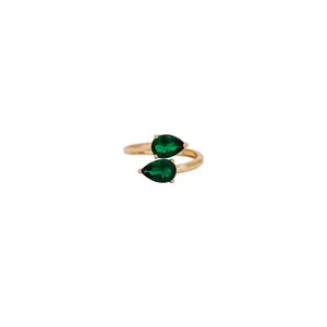 Ettika Crystal Teardrop Wrap Ring in Green Crystals