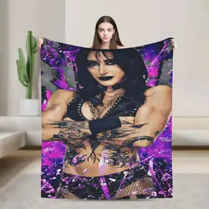 Rhea Ripley Wrestling Flannel Throw Blanket, Super Soft Cozy Blanket for Bedroom Sofa and Custom Home girly Decor office