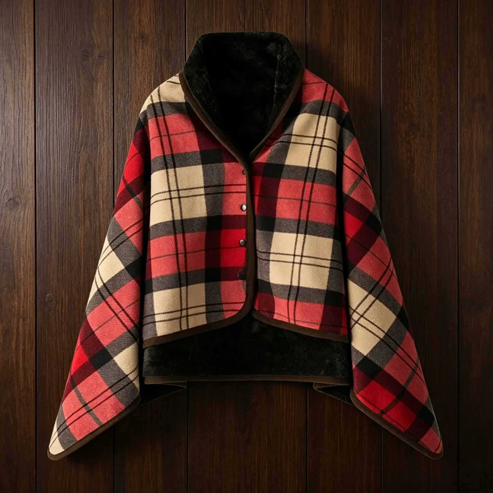 Women’s Soft Plush Fleece Shawl Blanket, Button-Closure Sleeveless Cape Wrap, Warm Throw for Home & Office, Winter Comfort Giftcontemporary style wear