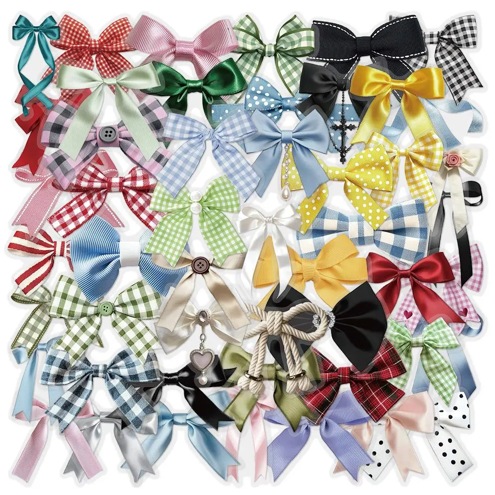 Bowknot Series Sticker, 50pcs/set Colorful Self Adhesive Decorative Stickers, DIY Decals for Water Bottle, Laptop, Phone Case, Scrapbooking, Journal Making, Protective