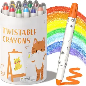 Z-ITC15 12 Twistable Crayons - Non Toxic, Washable Crayons for Toddlers, Kids Ages 3-8 - Easy To Hold - Perfect Coloring Gift for Boys and Girls - Unleash Colorful Fun