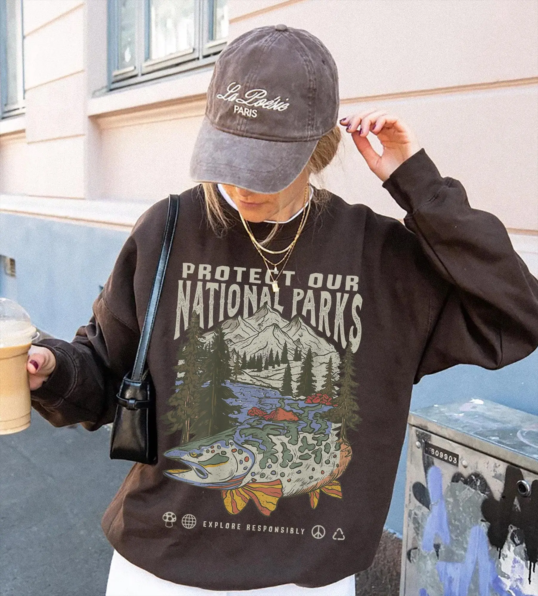 90s National Parks Unisex Sweatshirt Granola Girl Shirt Wildlife Pullover Hiking Camping Clothes Wanderlust Shirt