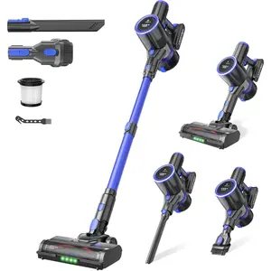 Cordless Vacuum Cleaner, 550W 50KPa 45Mins Vacuum Cleaners for , Self-Standing Stick Vacuum with Anti- Brush & LED Display for Hardwood Floors, Carpet, ,