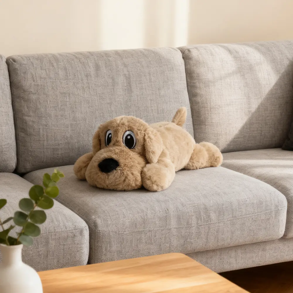 Squeaky Puppy Shaped Dog Plush Toy, Double Layer Soft Furry Tear Resistant Pet Chew Toy for Small Medium Dogs Daily Entertainment