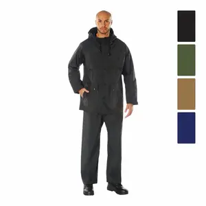 Rothco 2 Piece Microlite PVC Rainsuit - Waterproof Nylon with Elastic Waist & Adjustable Hood for Optimal Rain Protection