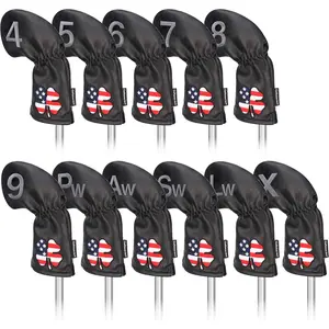 Craftman Golf 11pcs / Set USA US Flag Clover Leather Left Right Black White Green Dark Blue Iron Covers Headcover