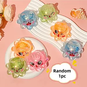 Random 1pc Octopus Bunny Squishy Toy, Clear Glitter Squeeze Fidget Toy, Super Satisfying Stress Relief Toy, Perfect Gift Idea