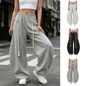 Mundoven Super Baggy Barrel Sweatpants Wide Leg Pants for Women Men Casual Elastic Waist Unisex Lantern Trouser Pants summerwins