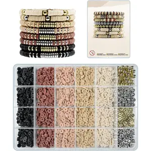 Bracelet Making Kit 3200Pcs, Clay Beads Bracelet Kit with Gold Beads and Sliver Beads, Swift Friendship Beads Bracelet Kit for Bracelets Making (Earth Tone) Design Creativity