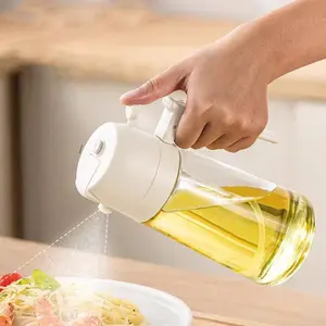 Glass Oil Sprayer for Cooking - BPA Free 2 in 1 Olive Oil Dispenser, Food-Grade Kitchen Oil Mister for Air Fryer, Salad, BBQ, Frying - Non-Drip, Easy-to-Use Atomization Bottle