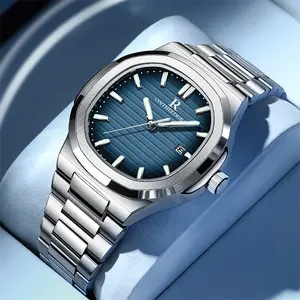 ONTHEEDGE watches for men,Nautilus Design Wristwatch - Stainless Steel Strap, Quartz Movement, 3ATM Waterproof, calendar display Luminous Hands Stylish Business casual Watch reloj hermoso