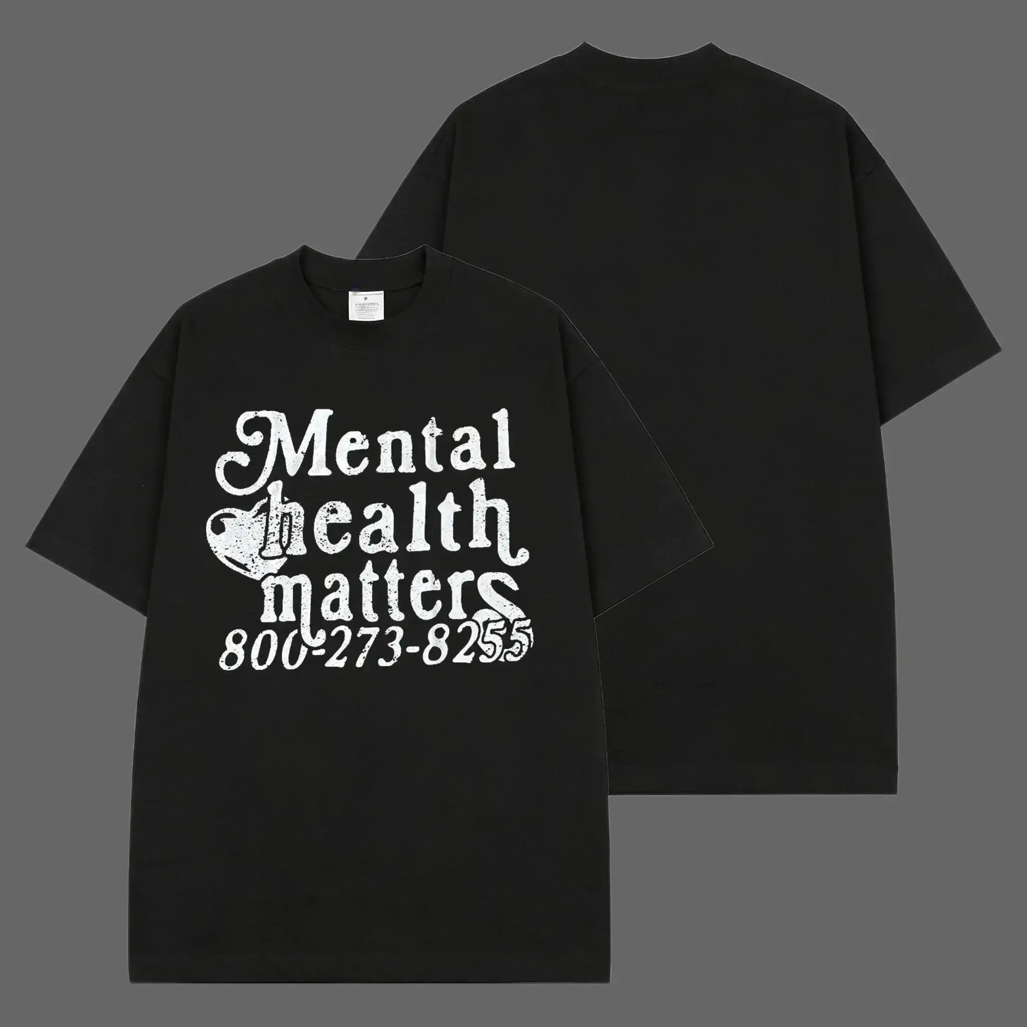 Men's Cotton Short-Sleeve T-Shirt with "Mental Health Matters" Graphic