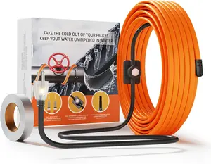 Heat Tape for Water Pipes -15FT Pipe Heating Cable with Thermostat, Self-Regulating Freeze Protection, ETL Listed, -40°F Rated, 120V 5W/FT for House Garden RV Camper
