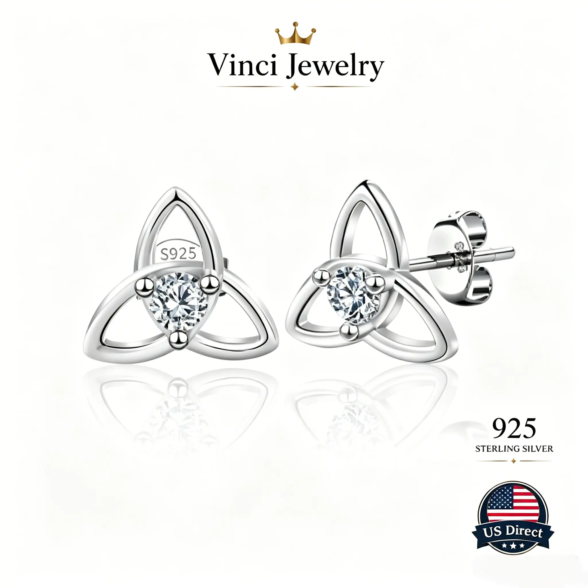 925 sterling silver Celtic Trinity Knot Stud Earrings for Women – Minimalist Silver Knot Earrings with Sparkling Cubic Zirconia Elegant Everyday Jewelry Lightweight Hypoallergenic Stud Earrings Vintage Celtic Love Symbo Earrings for Daily Wear Office summ