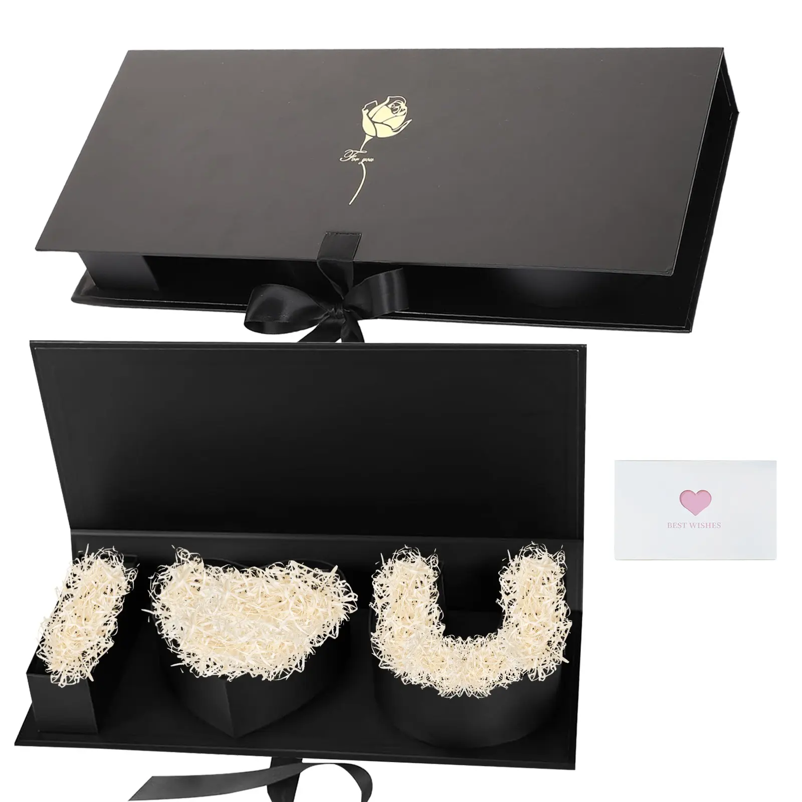 2pcs Empty Flower Gift Box I Love U Cardboard Letter Shaped Fillable Chocolate Strawberry Candy Packaging