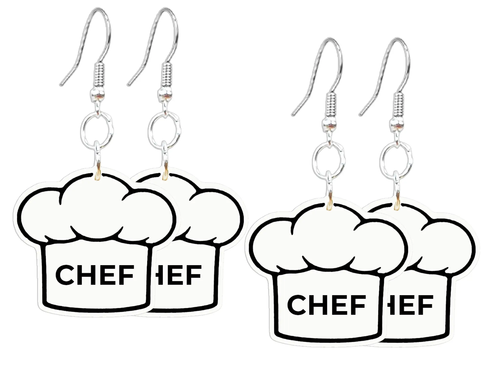 Chef Earrings Chef Hat Set of 2 Cooking Food Lover Jewelry Kitchen Dangle Drop CHEF