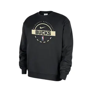 Nike 2025-26 Club Black Milwaukee Bucks Practice Crewneck Sweatshirt