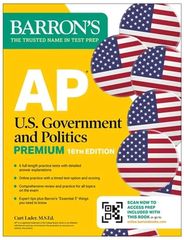AP U.S. Government and Politics Premium, Sixteenth Edition: Prep Book with 6 Practice Tests + Comprehensive Review + Online Practice (2026) -- Barron's Educational Series, Paperback