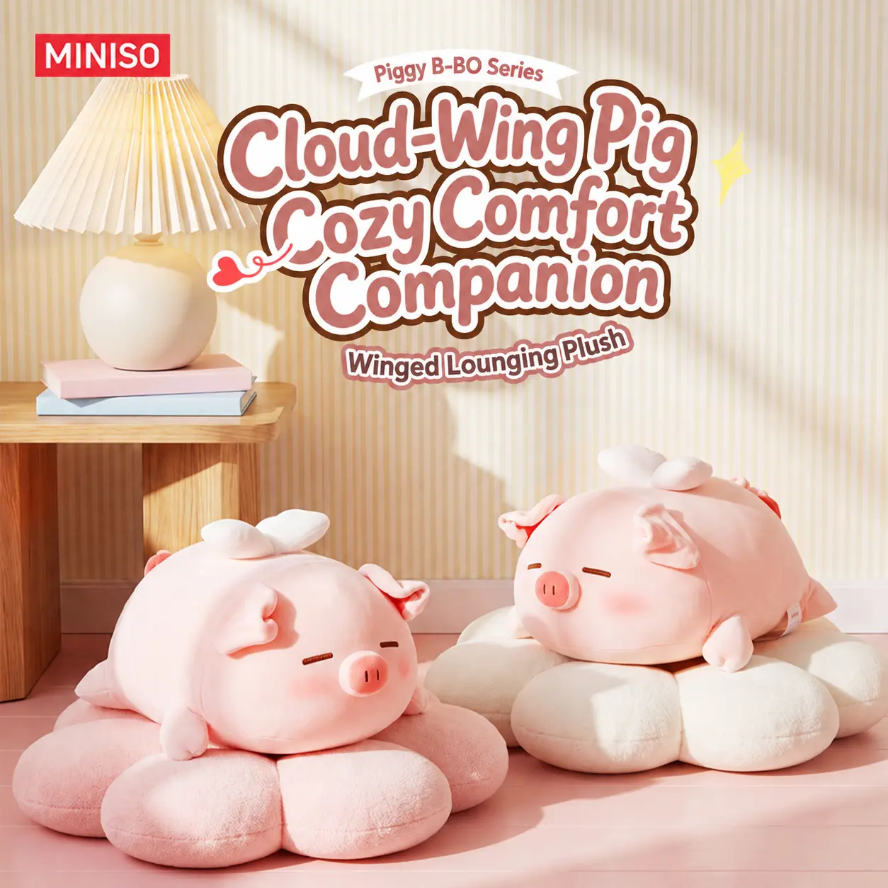MINISO B-BO Piggy Winged Lying-Down Plush Toy | TikTok Viral Cute Stuffed Animal | Soft Cuddly Companion | Perfect Holiday Haul Gift for Her#Summervibes